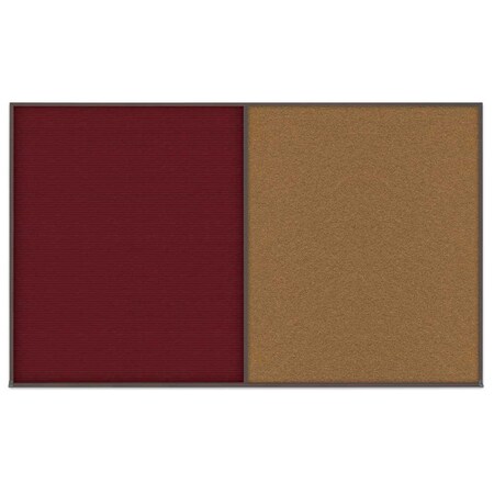 United Visual Products Double Door Radius Corkboard, 42"x32", Bla UV70025RC-BLACK-CLOUD